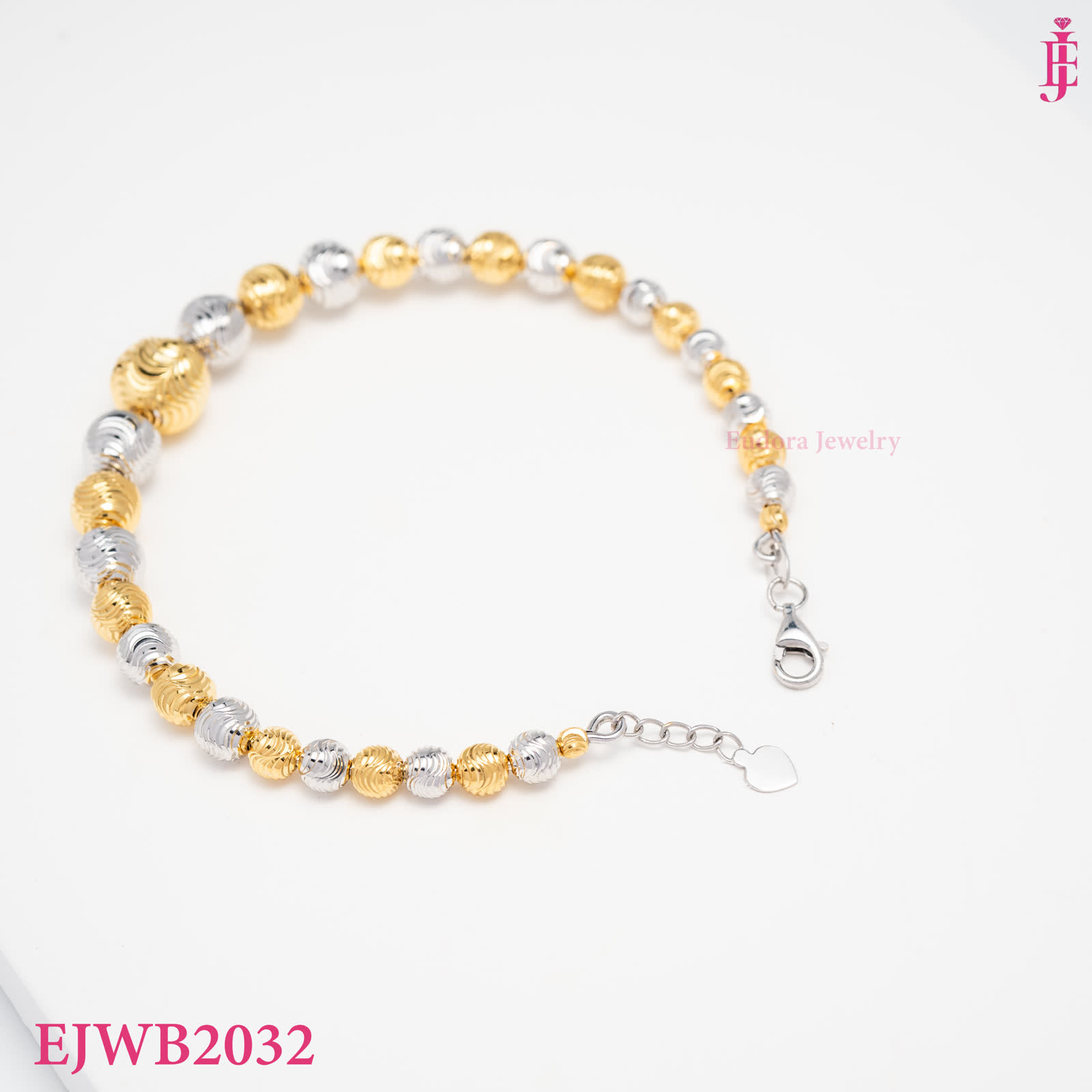 Two-Tone Bead Bracelet in Gold-Plated Sterling Silver - View 3