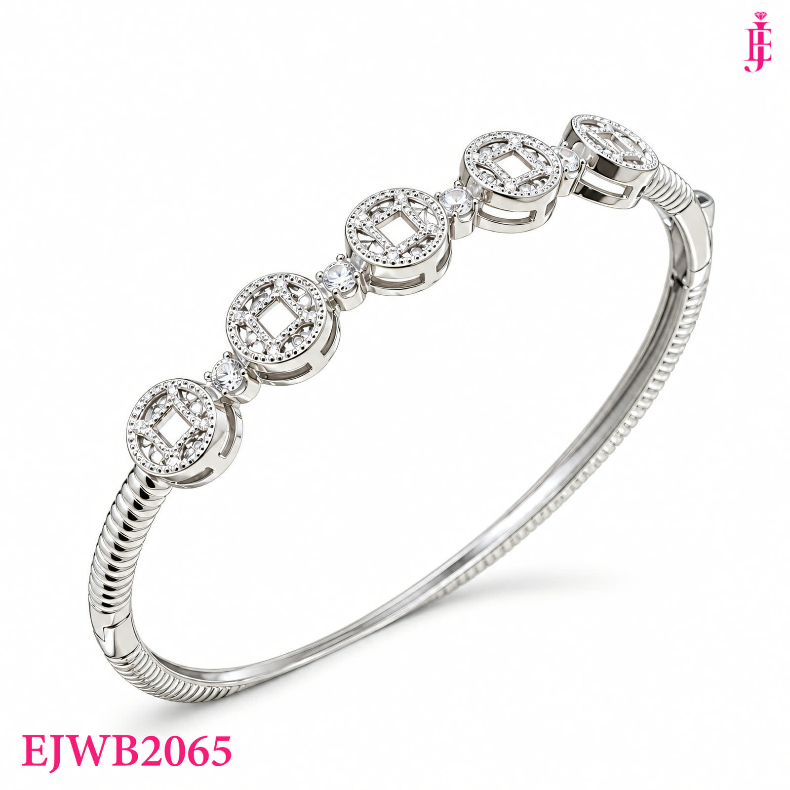 Silver-Tone Coin-Motif Bangle Bracelet - View 1