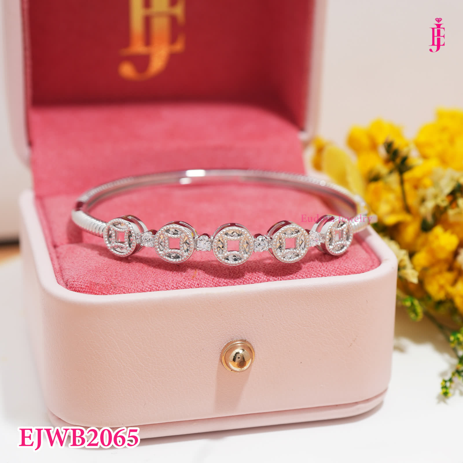 Silver-Tone Coin-Motif Bangle Bracelet - View 6