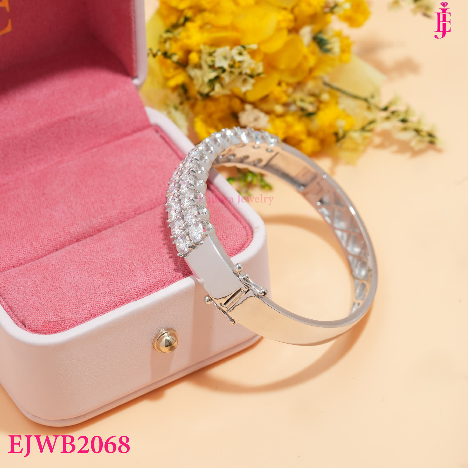 Silver-Tone Multi-Row Clear Stone Bangle Bracelet - View 5