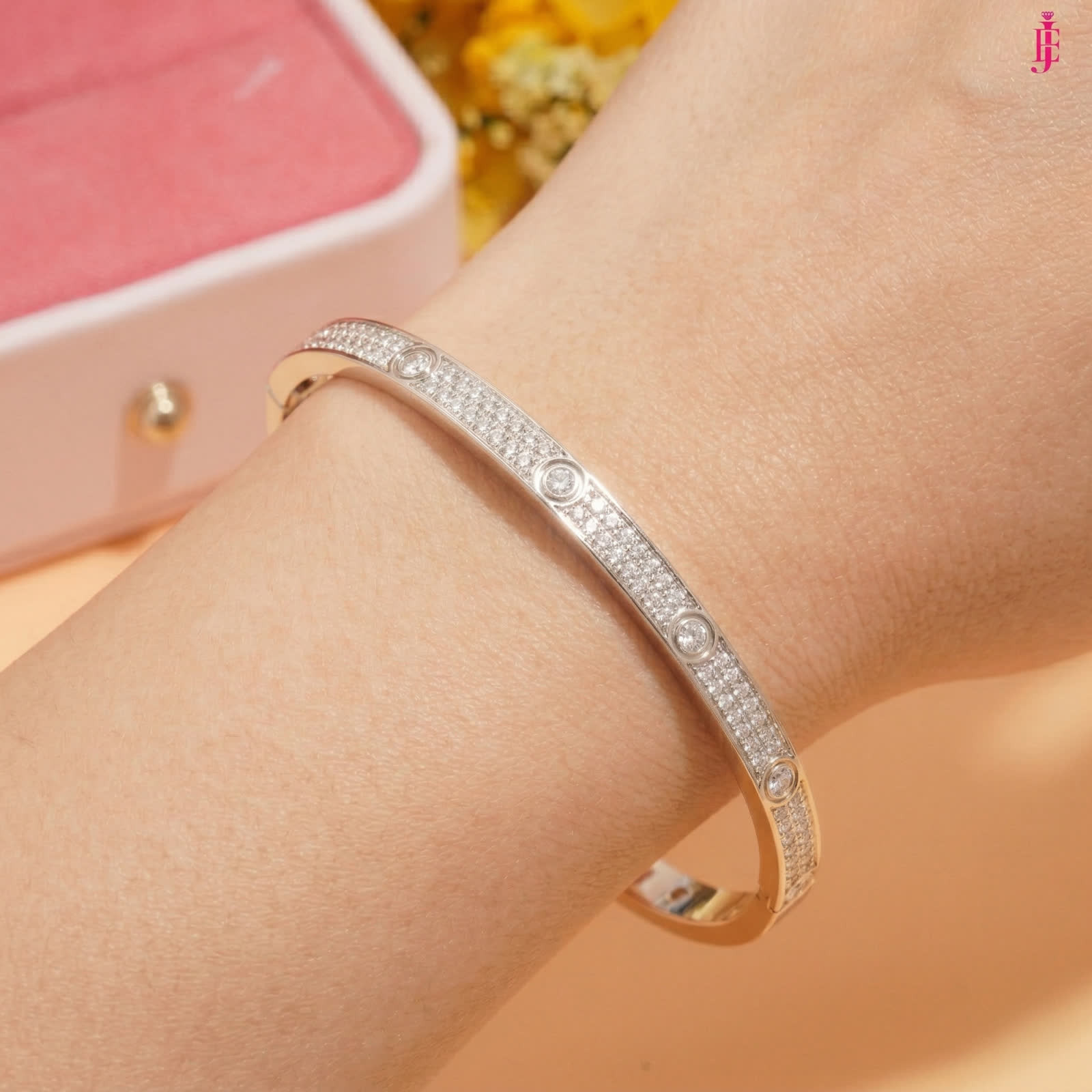 Circle Station Bangle in Plated Sterling Silver - View 10