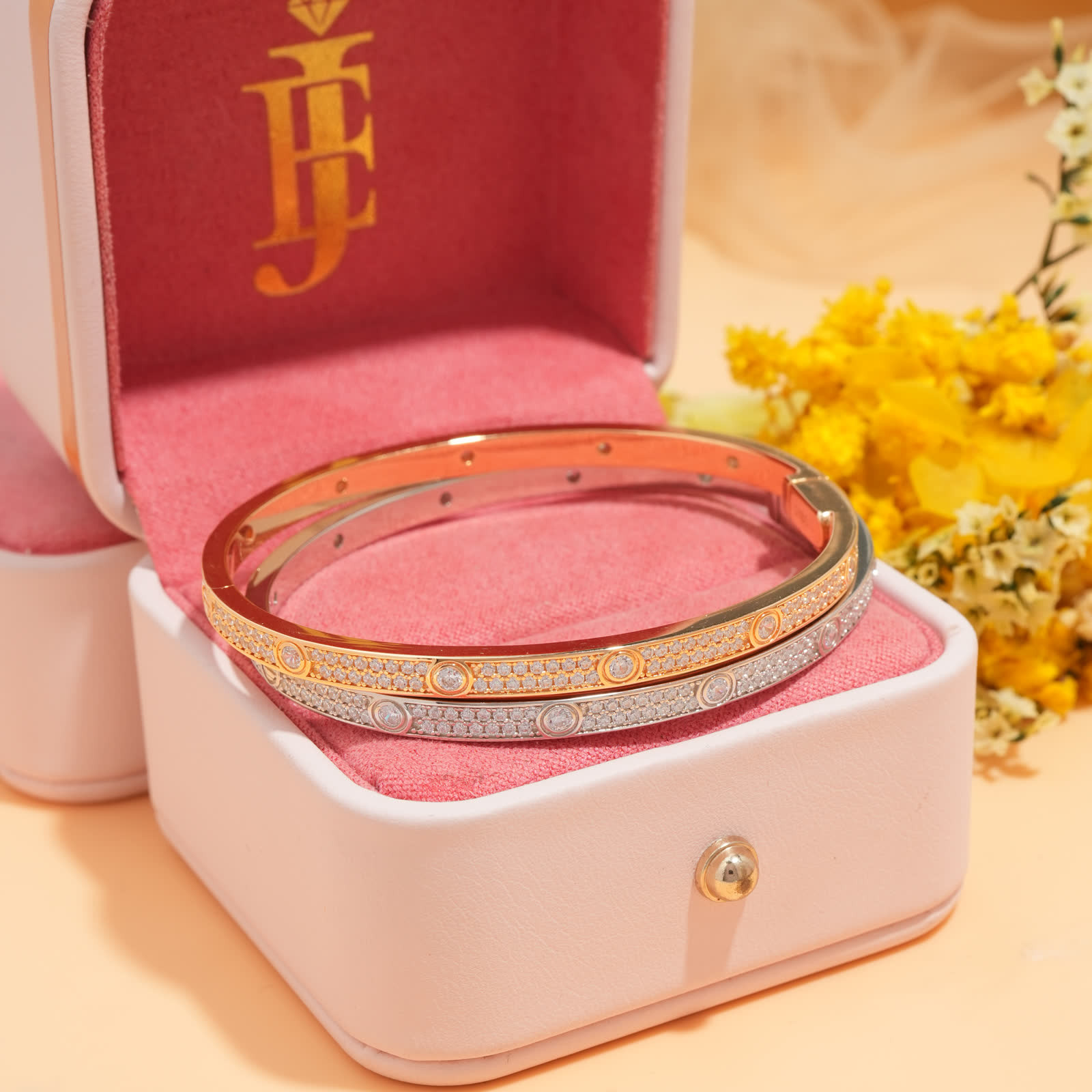Circle Station Bangle in Plated Sterling Silver - View 3