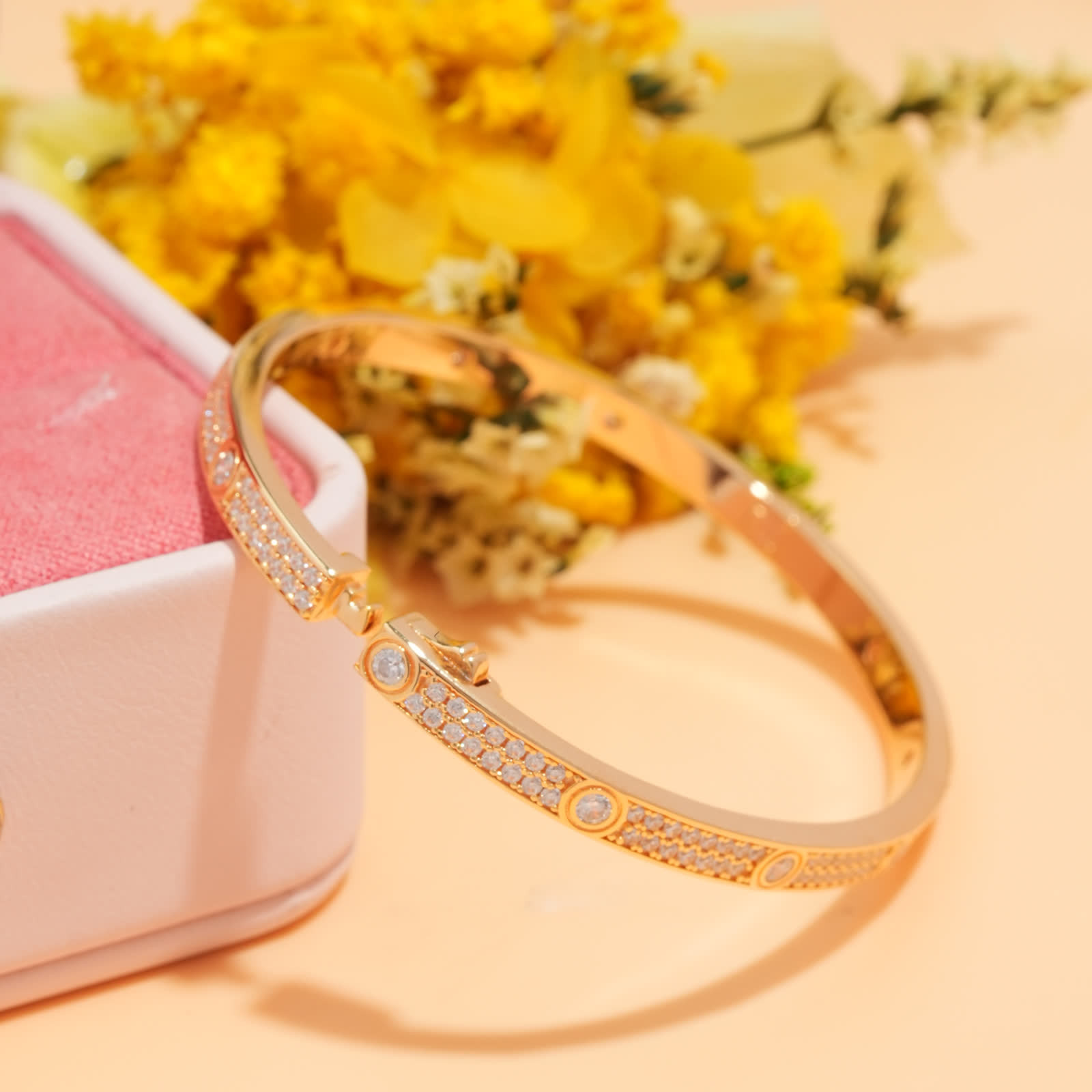 Circle Station Bangle in Plated Sterling Silver - View 4