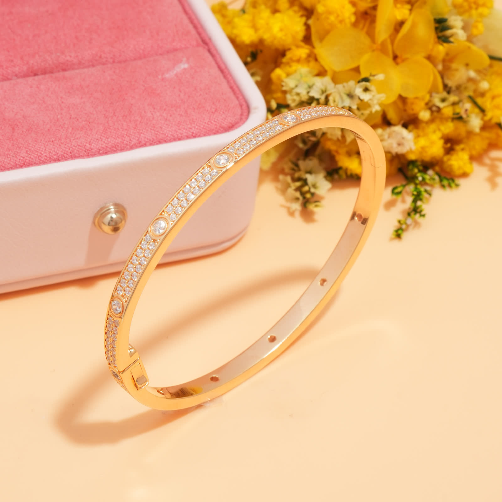 Circle Station Bangle in Plated Sterling Silver - View 7
