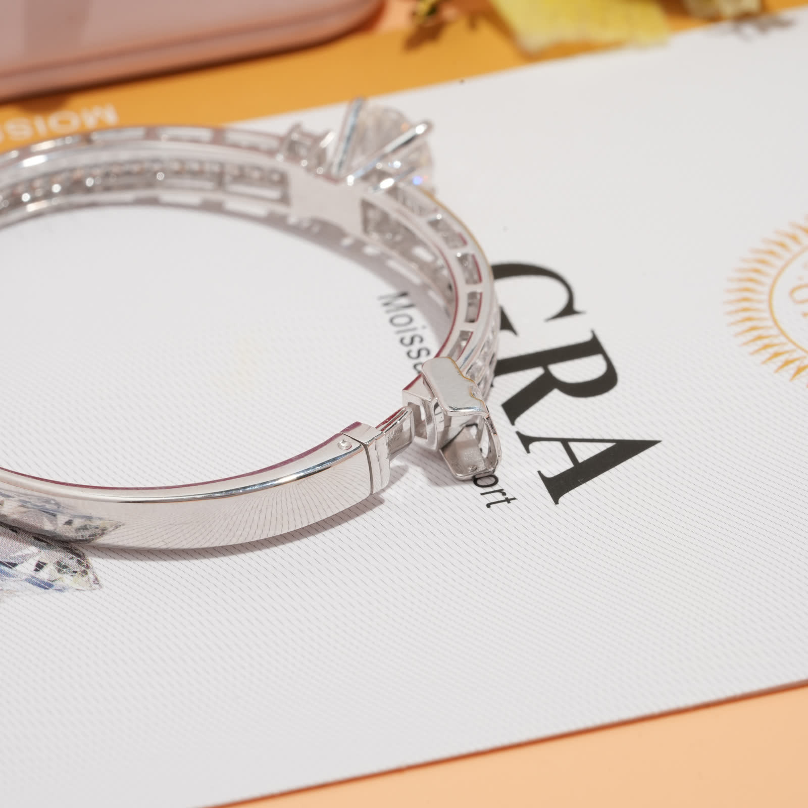 Solitaire Bangle in Platinum-Plated Sterling Silver - side view