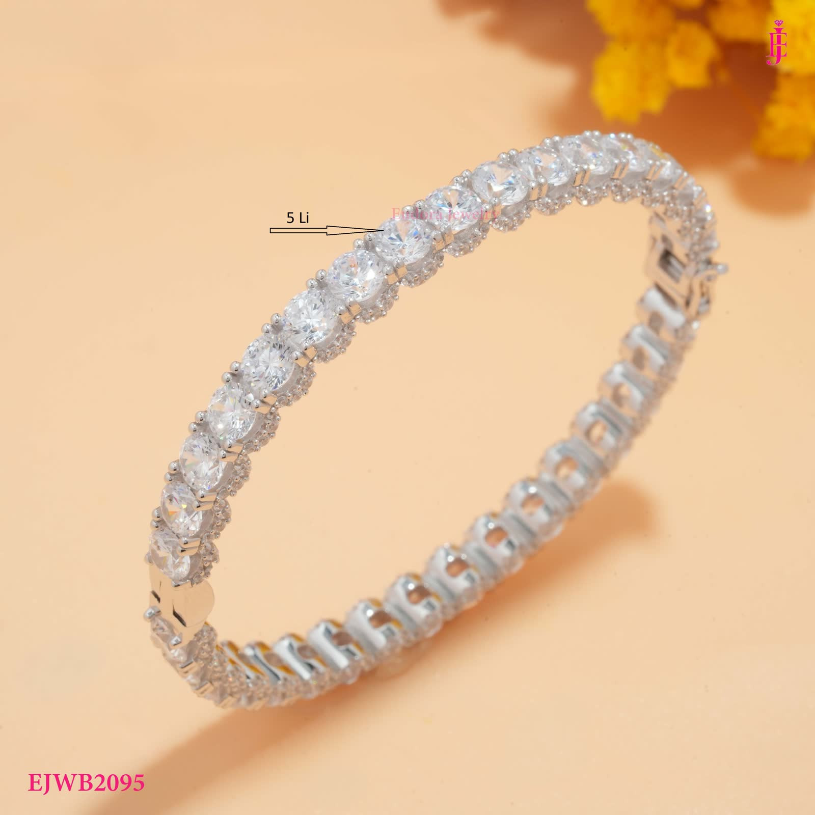 Round Stone Tennis Bracelet in Platinum-Plated Sterling Silver - detail view 5