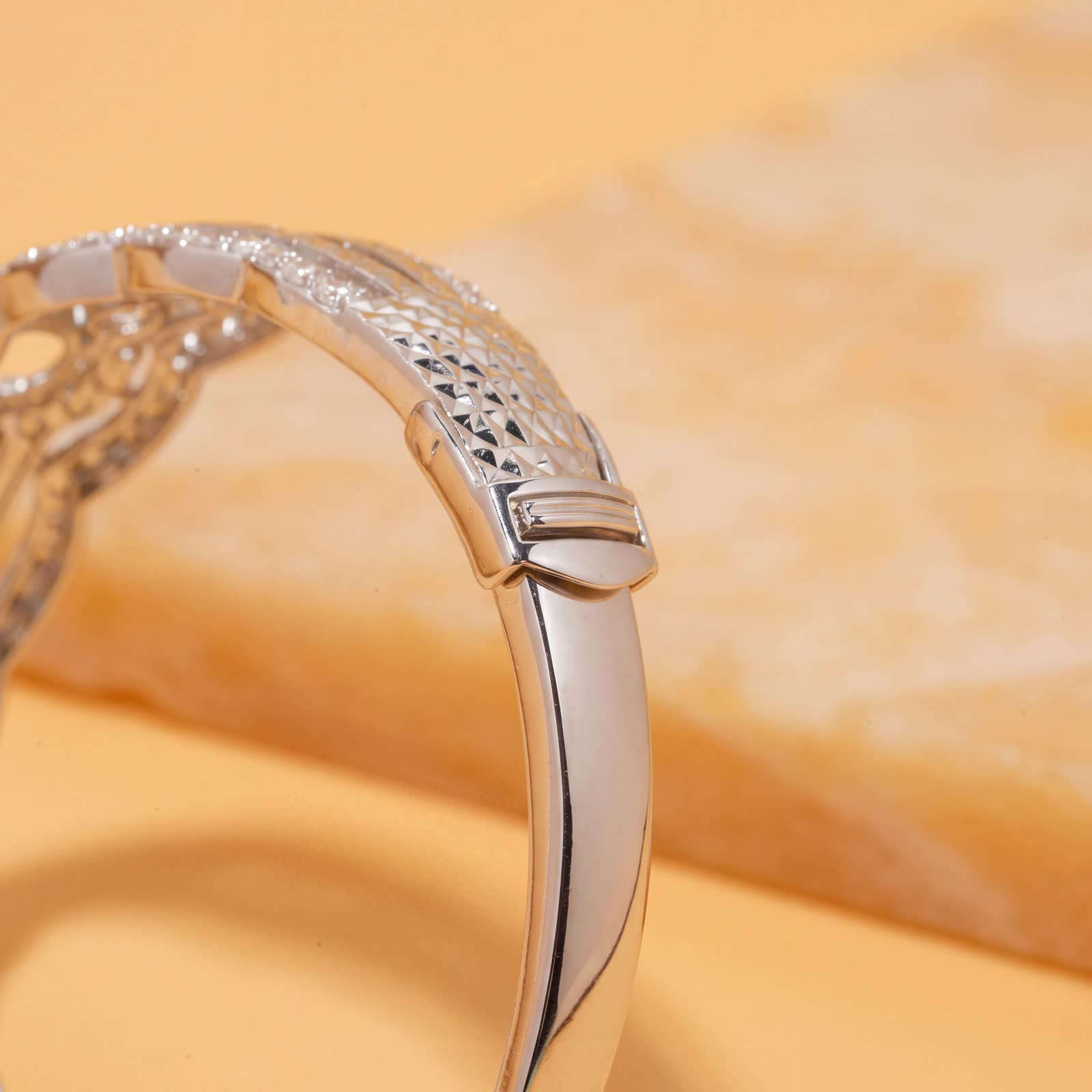 Halo Bangle Bracelet in Platinum-Plated Silver - detail view 4
