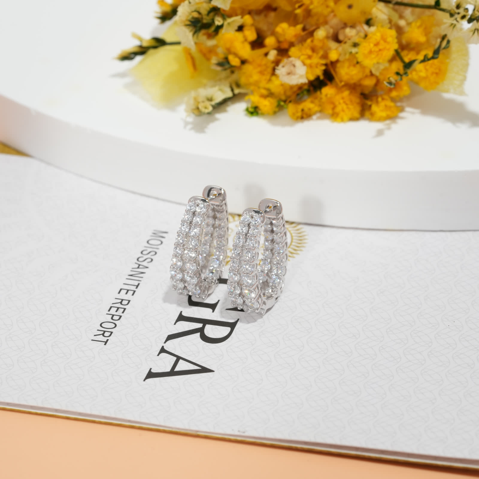 Multi-Row Hoop Earrings in Gold-Plated Sterling Silver - View 1