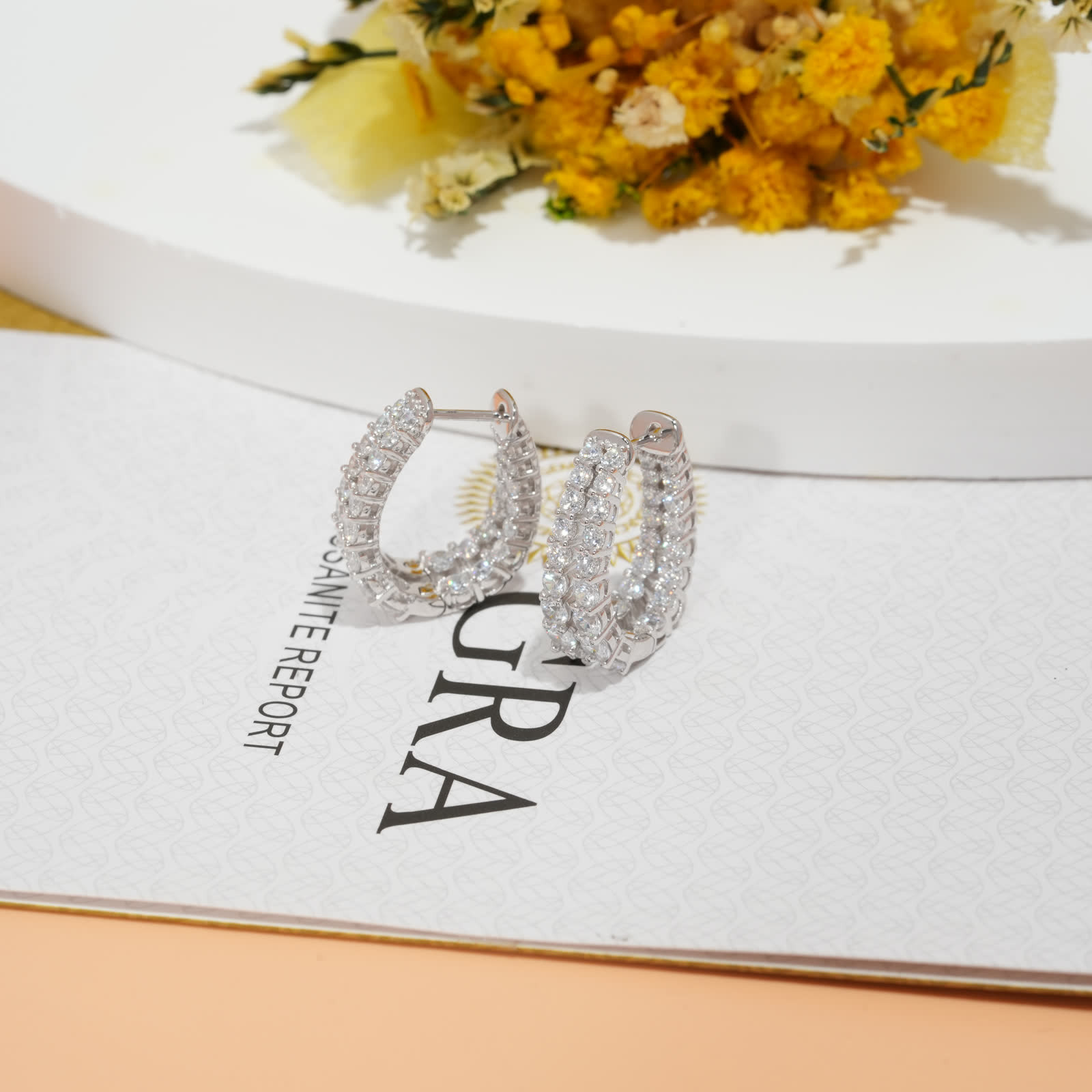 Multi-Row Hoop Earrings in Gold-Plated Sterling Silver - View 2