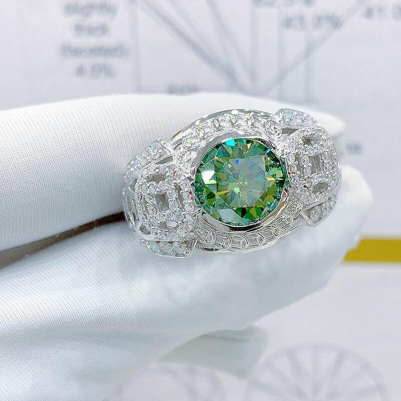 EJMR1095 Men's Diamond White Gold Rings bring luck and fortune