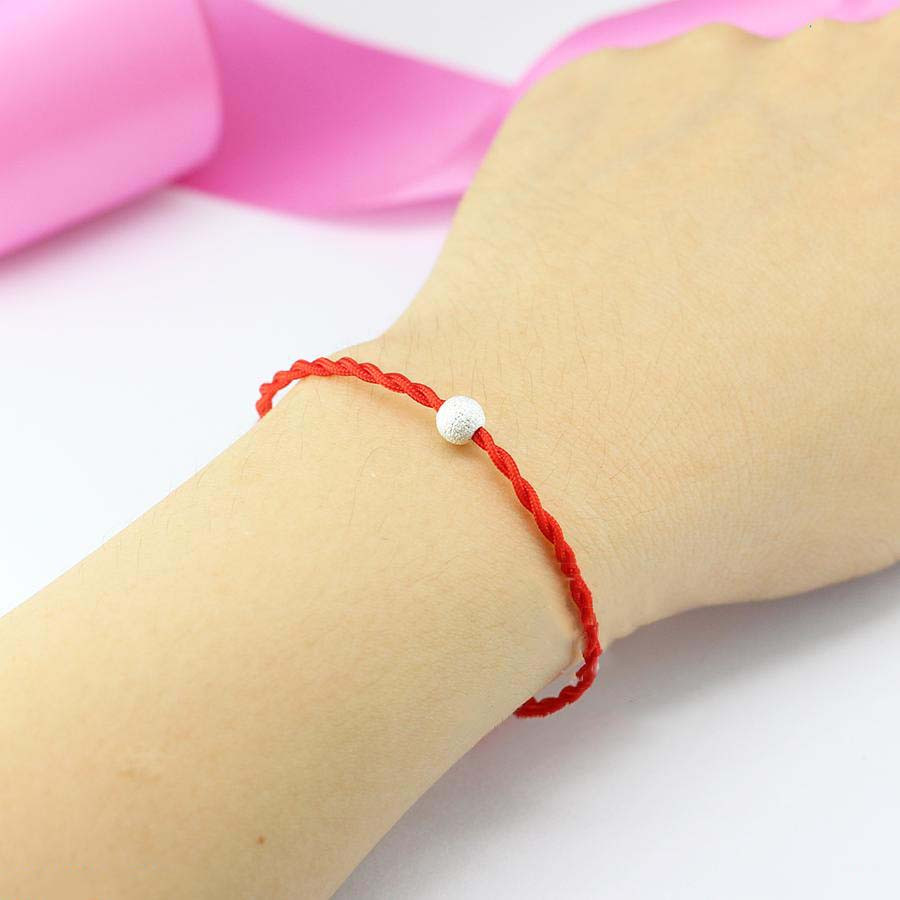 Lucky Red Thread Bracelet Mixed with Silver Balls