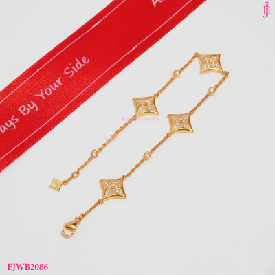 Four-Petal Floral Station Bracelet in 18K Gold-Plated Sterling Silver - detail view 1
