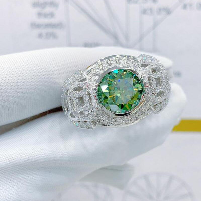 EJMR1095 Men's Diamond White Gold Rings bring luck and fortune