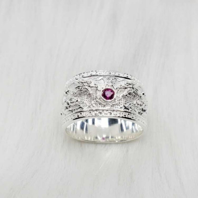 EJMR1089 Luxurious and Classy White Gold Dragon Ring