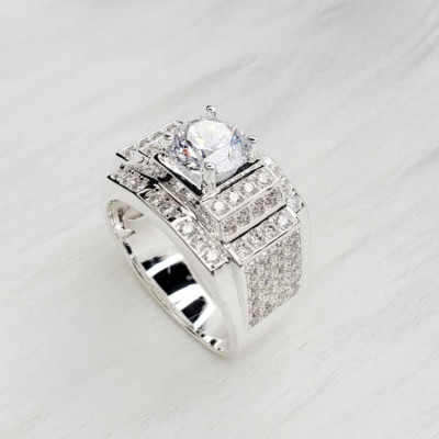 EJMR1090 Men's Diamond White Gold Promise Rings
