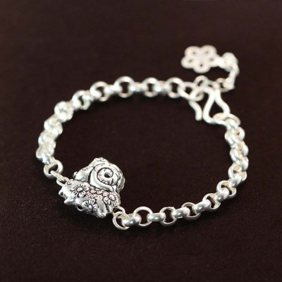 Silver bracelet for babies shaped like a cute goat SBR1012