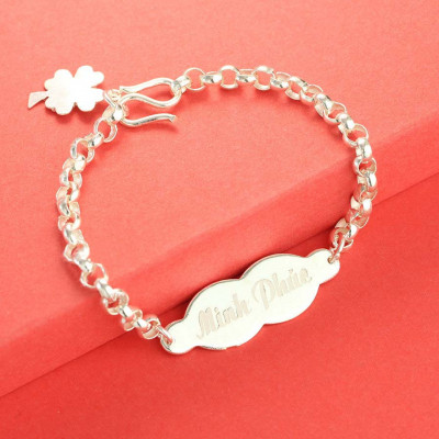 Silver bracelet for baby with name engraved upon request SBR1037