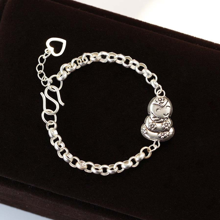 Cute snake-shaped silver bracelet for babies SBR1011