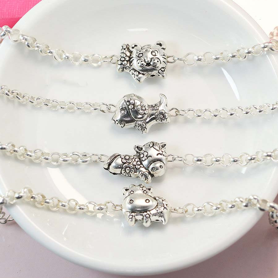 Silver bracelet for babies shaped like 12 cute zodiac animals SBR1008