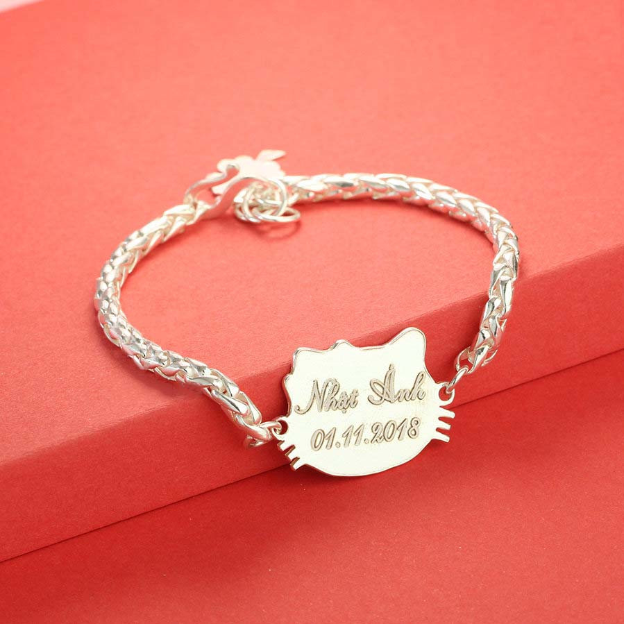 Silver bracelet for baby with name engraved upon request SBR1035