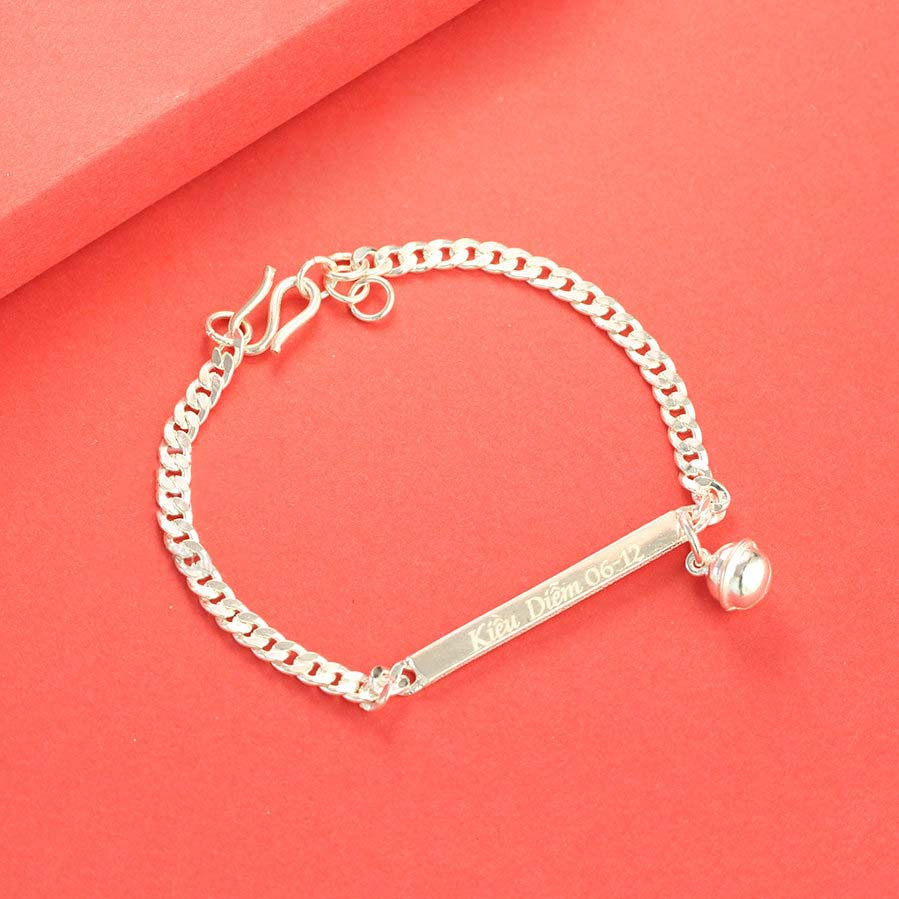 Silver bracelet for baby with name engraved upon request SBR1036