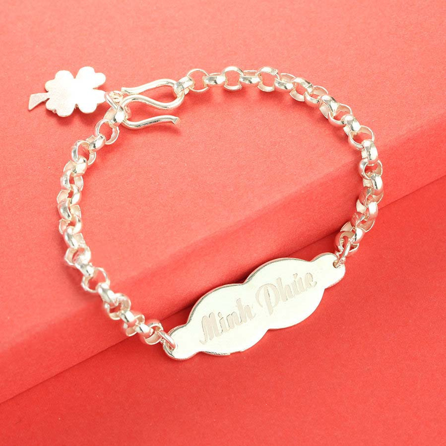 Silver bracelet for baby with name engraved upon request SBR1037