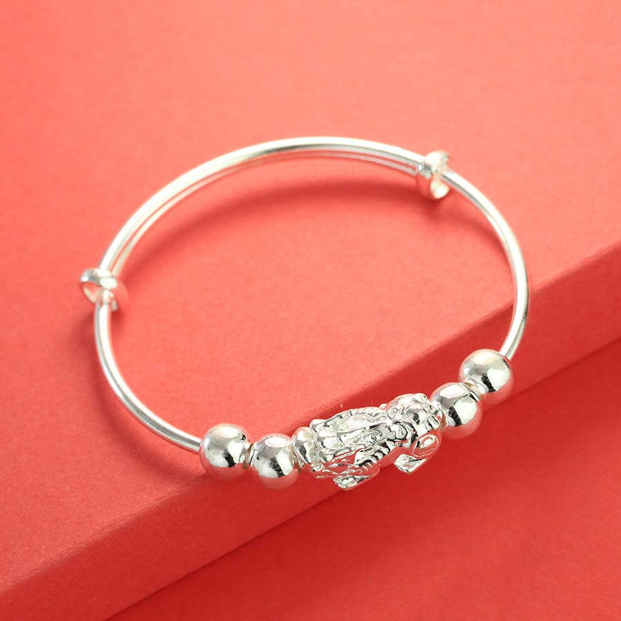 Silver baby bracelet shaped like a pixiu SBR1026