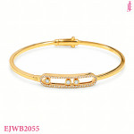 CZ Open Frame Bangle in Gold-Plated Sterling Silver - View 1
