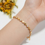 Round CZ Bezel Disc Bracelet in Gold-Plated Sterling Silver - View 5