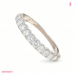 Round Moissanite Halo Bangle in Sterling Silver - View 1