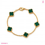 Green Malachite Clover Bracelet in Gold-Plated Silver - View 1