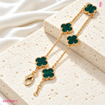 Green Malachite Clover Bracelet in Gold-Plated Silver - View 3