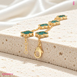 Green Malachite Clover Bracelet in Gold-Plated Silver - View 4