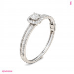 Moissanite Scalloped Halo Bangle in Sterling Silver - View 1