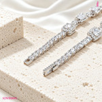 Round Moissanite Halo Link Bracelet in Sterling Silver - View 3