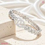 CZ Interlocking Circle Link Bracelet in Sterling Silver - View 2