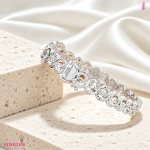 CZ Interlocking Circle Link Bracelet in Sterling Silver - View 3