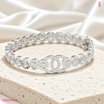 CZ Interlocking Circle Link Bracelet in Sterling Silver - View 4