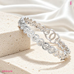 CZ Interlocking Circle Link Bracelet in Sterling Silver - View 5