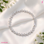 Silver-Tone Round Clear Stone Bezel Link Bracelet - View 1