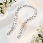 Silver-Tone Round Clear Stone Bezel Link Bracelet - View 2