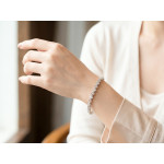 Silver-Tone Round Clear Stone Bezel Link Bracelet - View 5