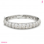Pavé Cubic Zirconia Bangle in White Gold-Plated Sterling Silver - View 1