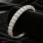 Pavé Cubic Zirconia Bangle in White Gold-Plated Sterling Silver - View 2