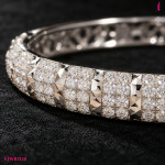 Pavé Cubic Zirconia Bangle in White Gold-Plated Sterling Silver - View 5