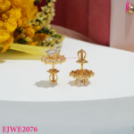 Gold-Tone Round Moissanite Floral Halo Stud Earrings - View 2