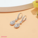 Silver-Tone Pear Halo Drop Earrings - View 4
