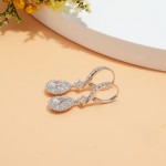 Silver-Tone Pear Halo Drop Earrings - View 5