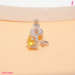 Silver-Tone Yellow Round Halo Stud Earrings - View 5
