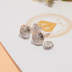 Silver-Tone Round Moissanite Bezel Stud Earrings - View 2
